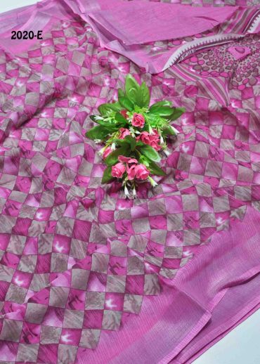 Nivashni-2020-E  Pink Color Linen Cotton Saree CM997380 (RR6D) M