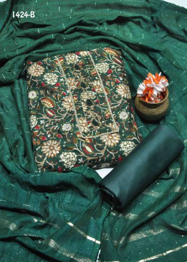 Anushka-1424-B  Green Color Cotton Salwar Material CM999485 (LR1C)