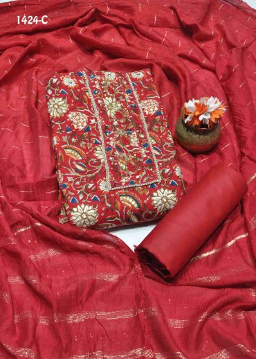 Anushka-1424-C  Red Color Cotton Salwar Material CM999485 (LR1C)