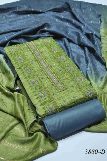 Chakar - 3880-D  Green Color South Cotton Salwar Material CM999484 (LR2A)