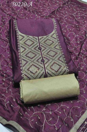 Sunam - 50220-A Purple Color Cotton Salwar Material CM999458 (LR2E)
