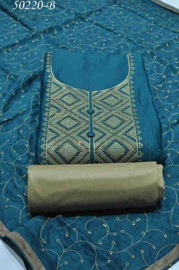 Sunam - 50220-B Peacock Blue Color Cotton Salwar Material CM999458 (LR2E)