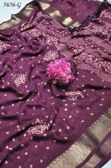 Manikuyil - 5656-G Purple Color Georgette Saree CM1006772 (LR2B)