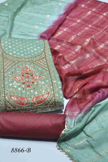 Holi - 8866-B  Green Color Cotton Silk Salwar Material CM1003509 (LR2E)