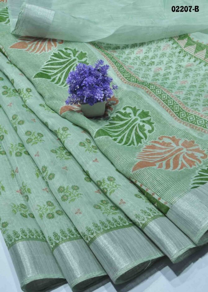 Driti -02207-B  SageGreen Color Simply Mixed Cotton Saree CM1132622 (RR2C)