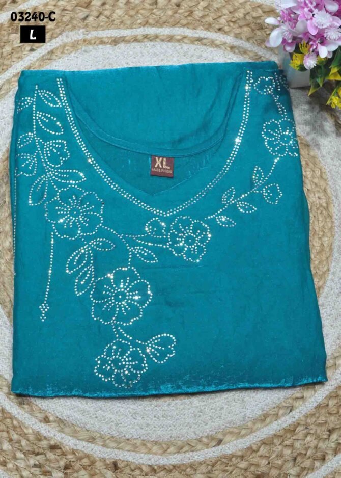 Indrakshika- 03240-C  TealBlue Color New Arrival Shinning Pandy Readymade Kurti CM1167493 [RR2C]