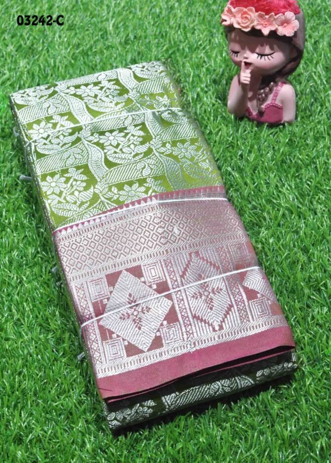 Vrithika -03242-C  PickleGreen Color Beautiful Traditional Lichi Silk Saree CM1159257 (RR7C)