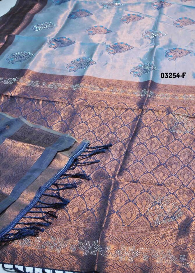 Reema -03254-F  CornflowerBlue Color Beautiful Traditional Banarasi Saree CM1163640 (RR8B)
