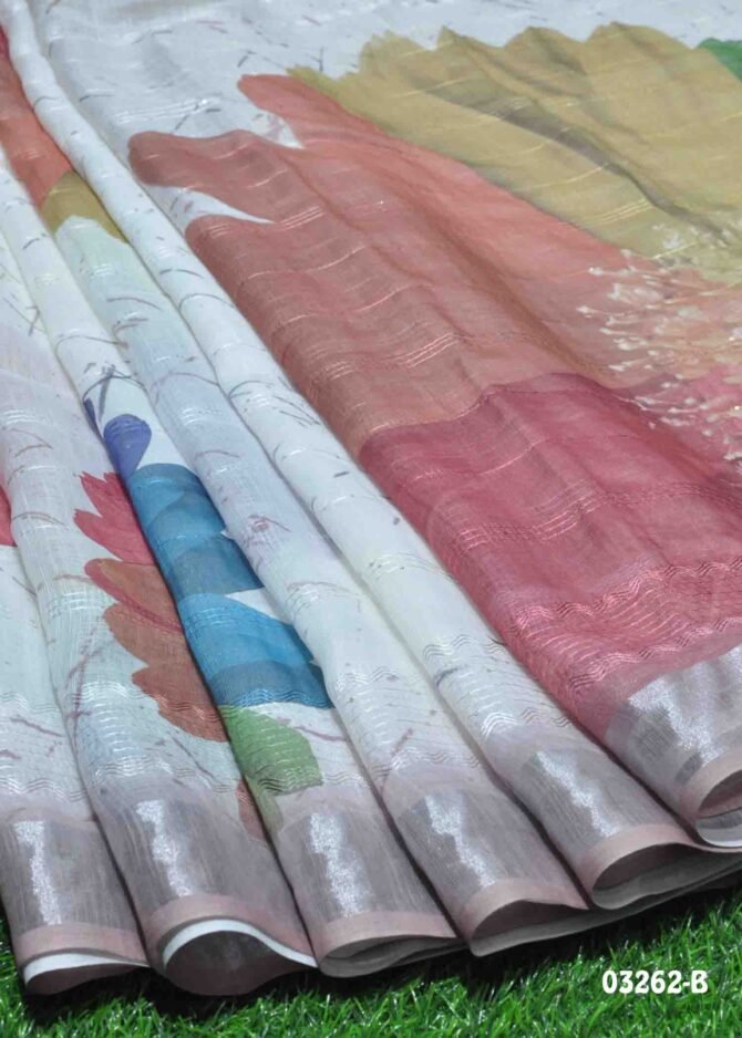 Meera-03262-B  Halfwhite Color Linen Cotton Saree CM1171572 (RR8E)