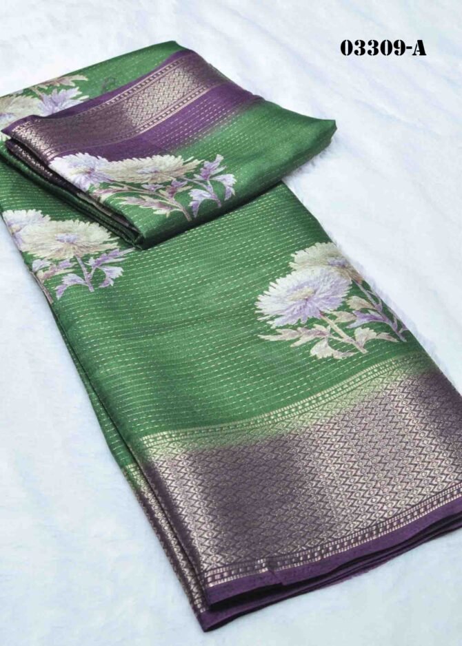 Nakchathra-03309-A Pickle Green Color Beautiful Dola Silk Saree CM1171422 (RR2B)