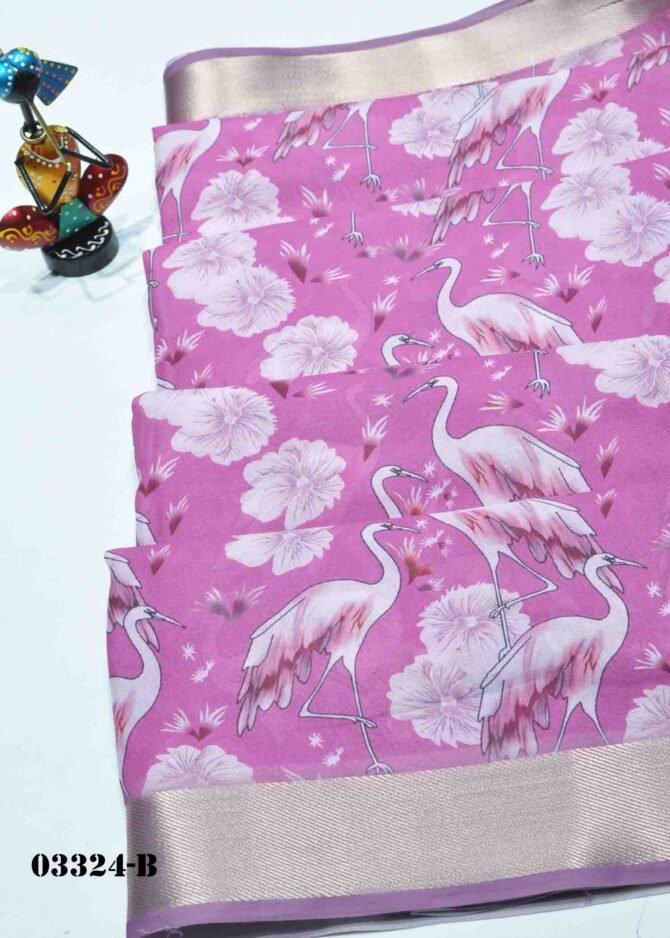 Kaviya -03324-B  Boysenberry Purple Color Soft Moss Chiffon Saree CM1168922 (RR3C)