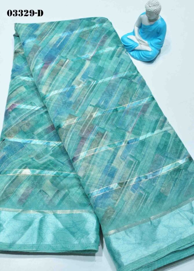 Rahana-03329-D Tiffany Blue Pink Color Elegant Synthetic Cotton Saree CM1178462 (RR7C)