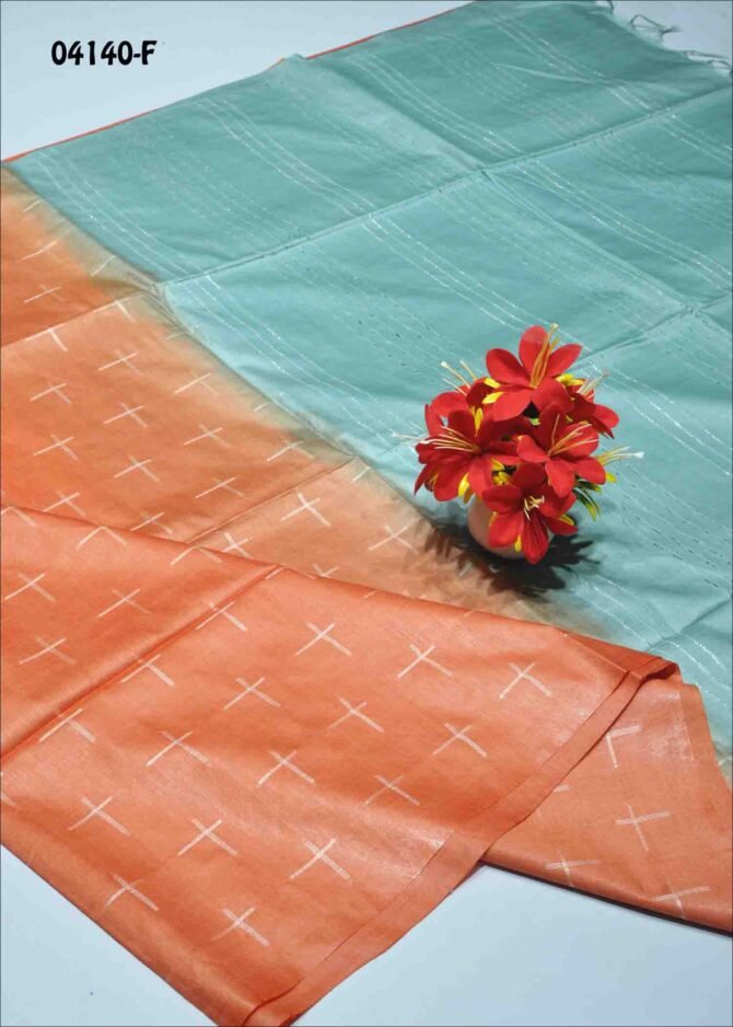 Nallamal - 04140-F   MelonOrange Color Rich Look Linen Cotton Saree CM1204730 (LR6D)