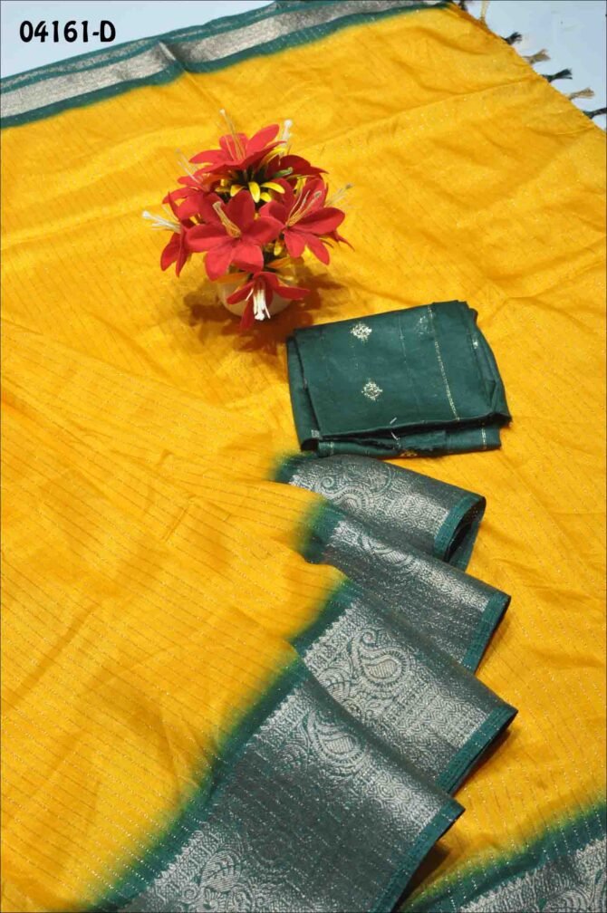 Aadhini - 04161-D   Apricot Yellow Color Elagant Dola Silk Saree CM1206578 (LR8E)