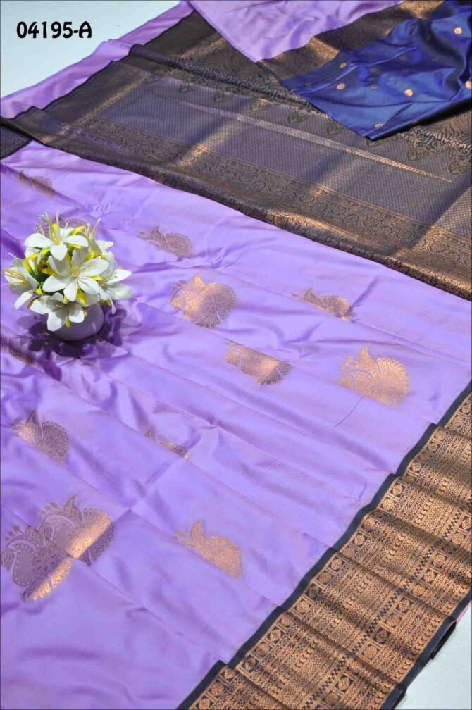 Shreya - 04195-A  Iris Violet Color Traditional Wear Raw Silk Saree CM1207296 (LR5D)