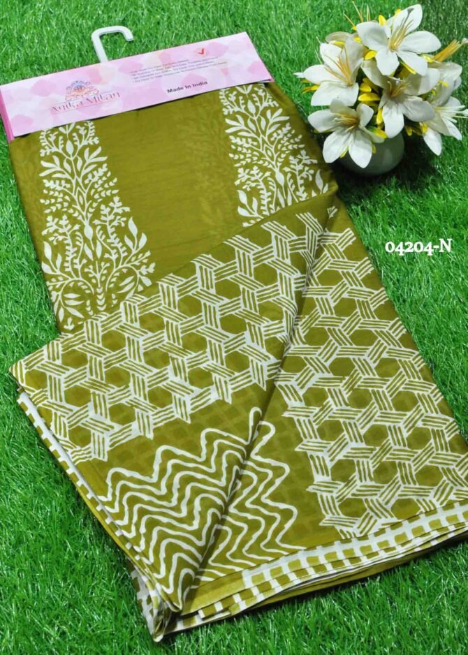 Boomika - 04204-N  Tea Green Color Summer Special Pure Cotton Saree CM1201130 [RR8E]