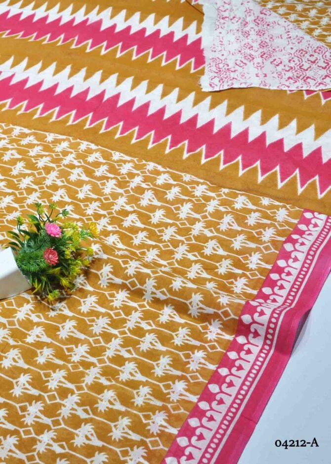 Tharika - 04212-A  Mustard Color Summer Special Battik Cotton Saree CM1201613 [RR9C]