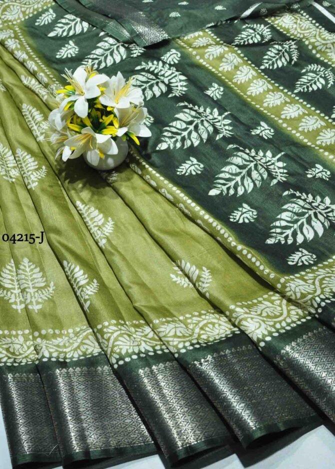 Dishani - 04215-J   MossGreen  Color Elagant Dola Silk Saree CM1206234 (LR9D)