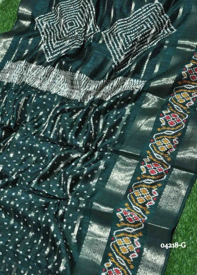 Livya - 04218-G   DarkGreen Color Bandhani Printed Stylish Fancy Cotton Saree CM1193386 (RR2E)