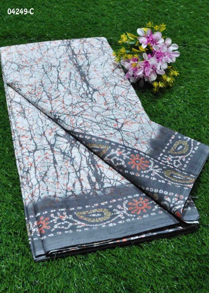 Yatharth - 04249-C  Half White with Grey Color Pure Cotton Saree CM1202727 (LR3C)