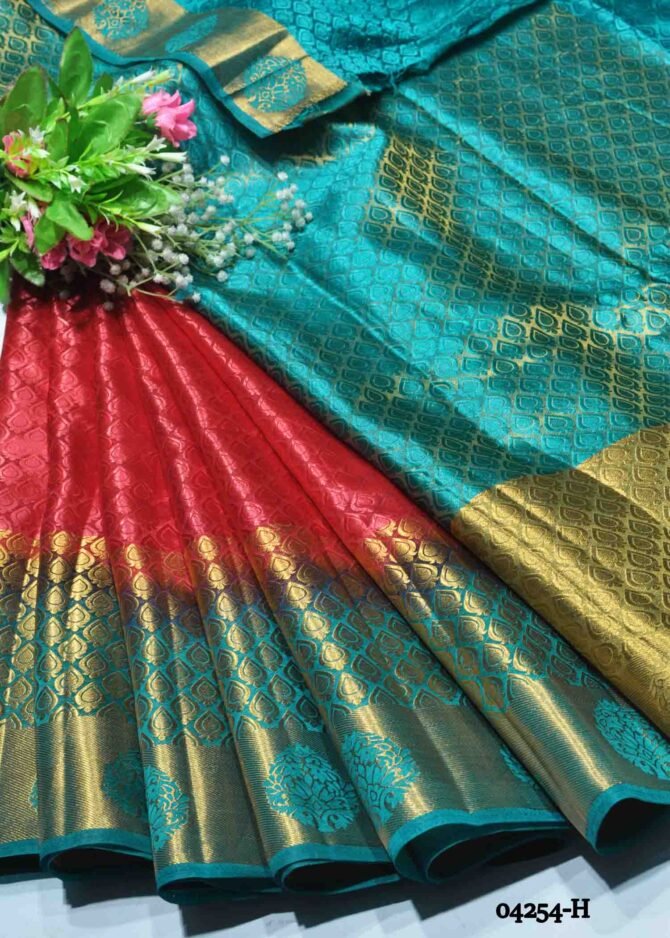 Vaishnavi - 04254-H   Strawberry Red Color Excellent Raw Silk Saree CM1199480 (RR5E)