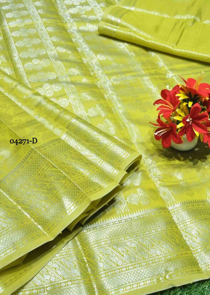 Aadrika -04271-D  PearGreen Color Cora Silk Saree CM1203724 (LR3B)