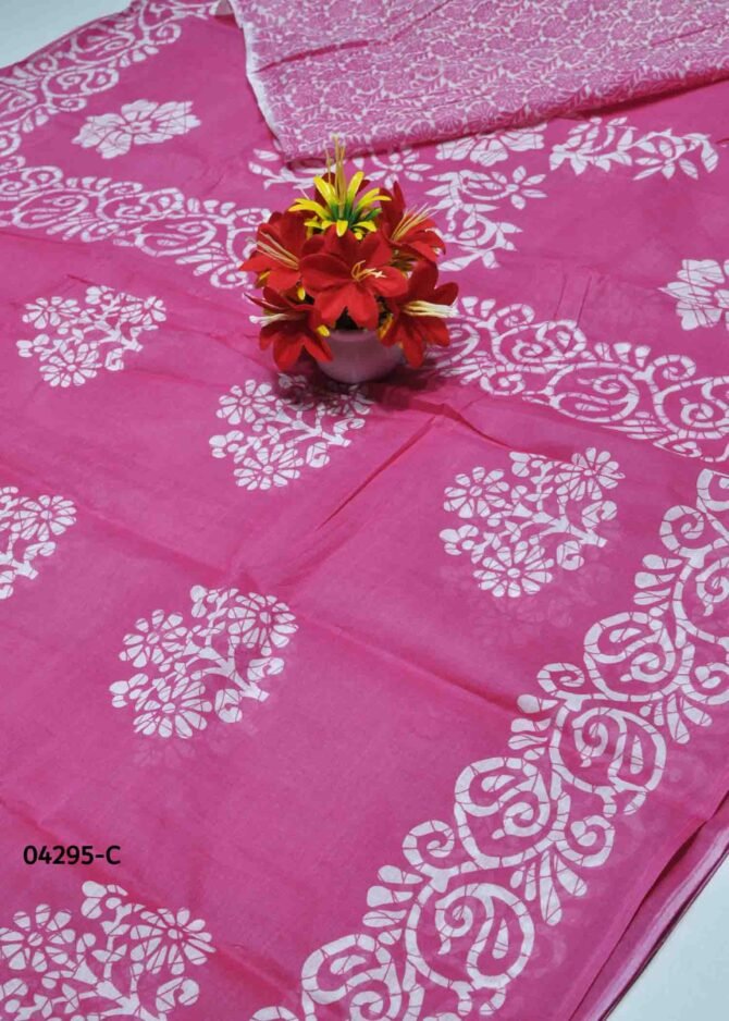 Akshaya - 04295-C  FlamingoPink Color Summer Special Battik Cotton Saree CM1199539 [RR8D]