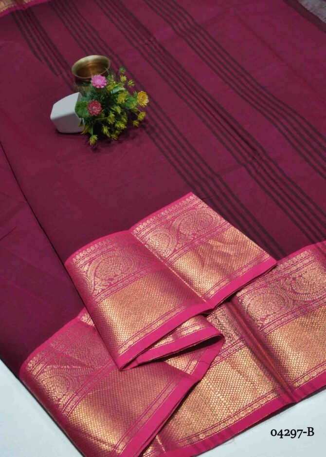 Rukmini - 04297-B  Cherry Pink Color Summer Special Chettinad Cotton Saree CM1206233 (LR6B)