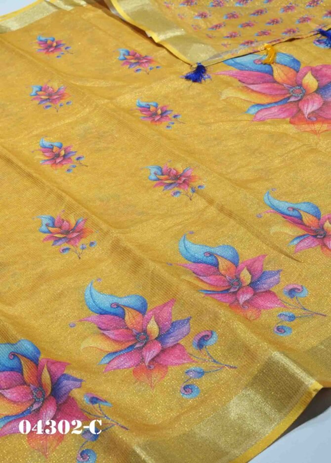 Sushmitha -04302-C Butterscotch Yellow Color Beautiful Synthetic Cotton Saree CM1205605 (LR6D)