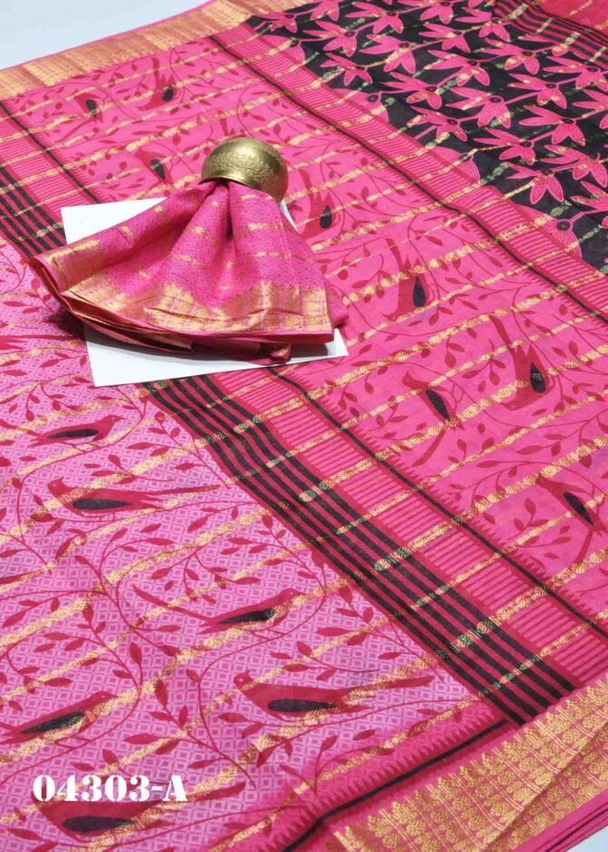 Lakshmitha -04303-A  Dark Pink Color Beautiful Printed Cotton Saree CM1202726 (LR6C)