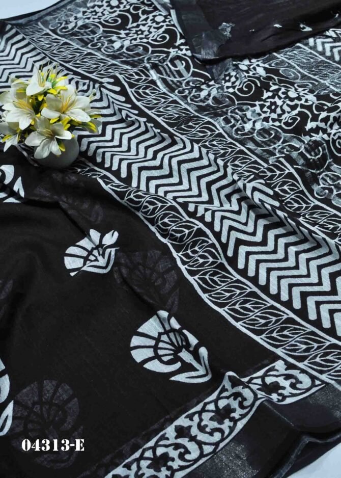 Supriya - 04313-E Black Color Summer Special Jute Cotton Saree CM1206701 (LR8B)