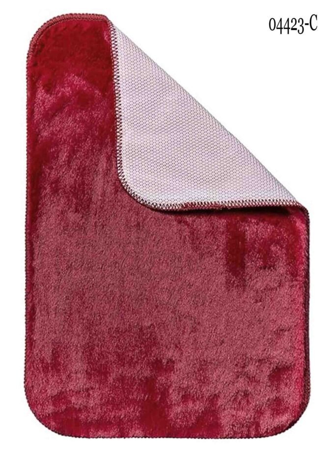 Crown Home - 04423-C Microfiber  Bath Mat Super Soft Rectangular Shaped Door & Floor Mat for Bathroom Anti-Skid (Red) CM1180899 (LR4E)