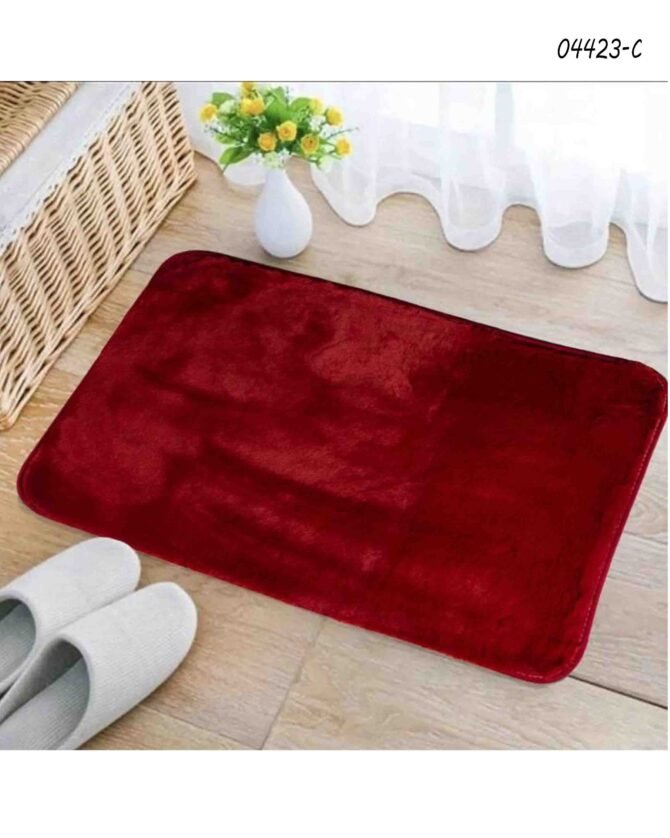Crown Home - 04423-C Microfiber  Bath Mat Super Soft Rectangular Shaped Door & Floor Mat for Bathroom Anti-Skid (Red) CM1180899 (LR4E)