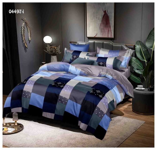 Divine - 04497-I Digital Polycotton Soft Feel  Double Bed Sheets with 2 Pillow Cover ( Violet ) CM1111797 (LR6E)
