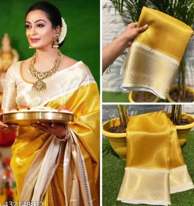 Yuvathi - 04254-E  Gold Color Celebrity Tissue Saree CM1198053 (LR3D)