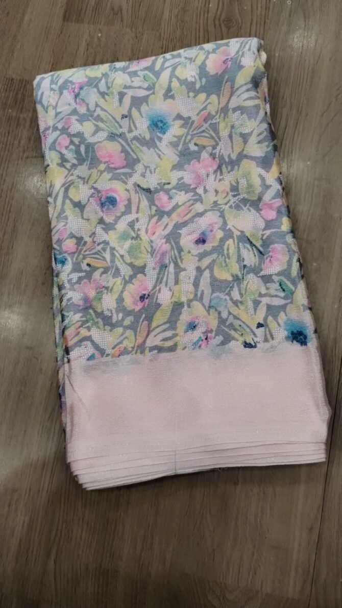Bansi -  04465-A  Coral Pink Crape Saree CM1115765