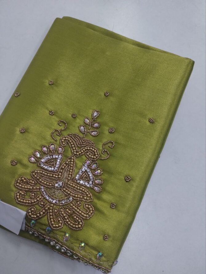 Sindhu 0500-A Green color work blouse material CM1198455