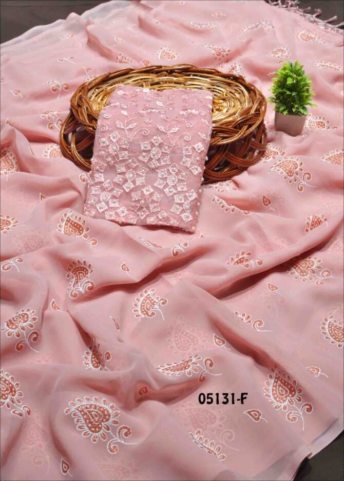 Brinda -05131-F   Salmon Pink Color Beautiful Glitter Design Georgette Saree CM1209386 (LR1E)