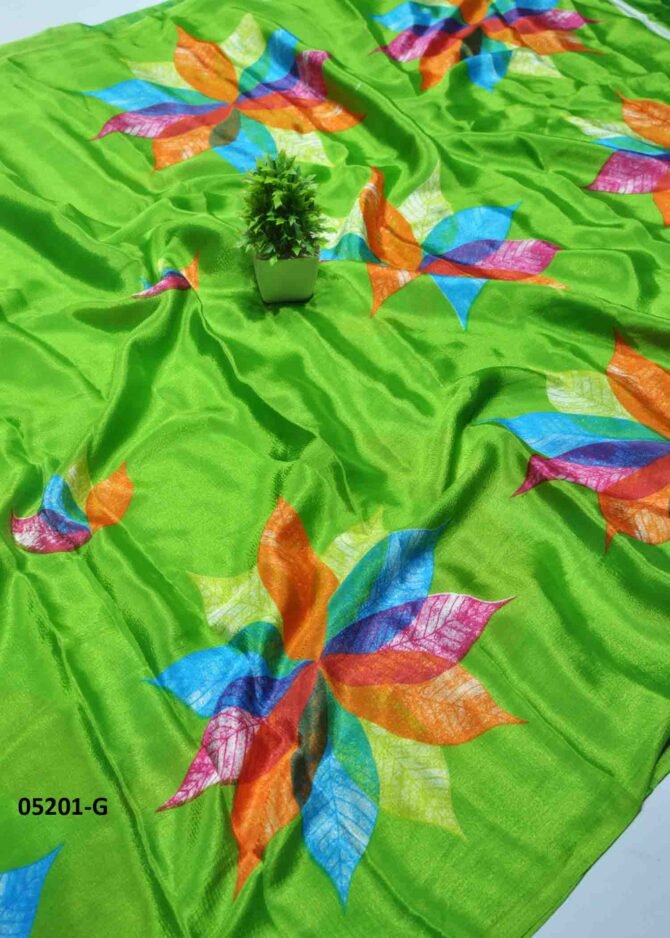 Dayanantha - 05201-G  Lawn Green Color Turkey Crepe Saree CM1214633 (LR2E)