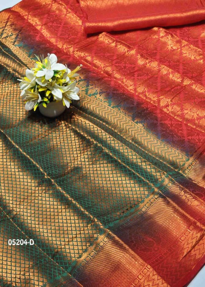 Thushika - 05204-D  Bottle Green Color Traditional Wear Raw Silk Saree CM1204234 (RR1B)