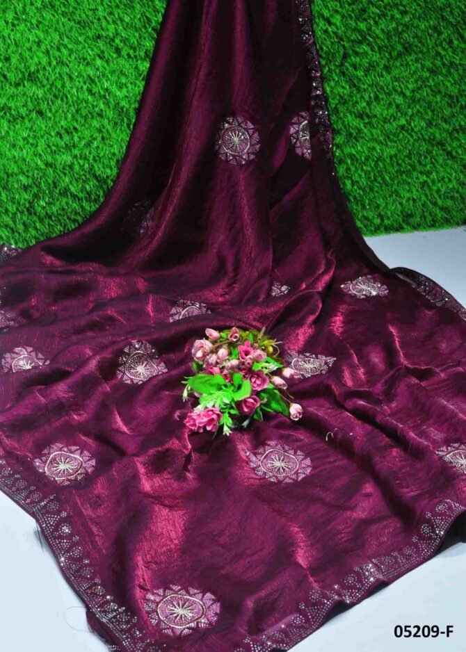 Srinika - 05209-F   Wine Purple Color Beautiful Design Jimmy-Choo Saree CM1209421 (LR2B)