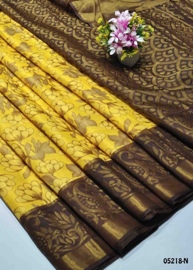Dakshini - 05218-N  Lemon Curd Yellow Color Brasso Cotton Saree CM1209399 (RR3E)