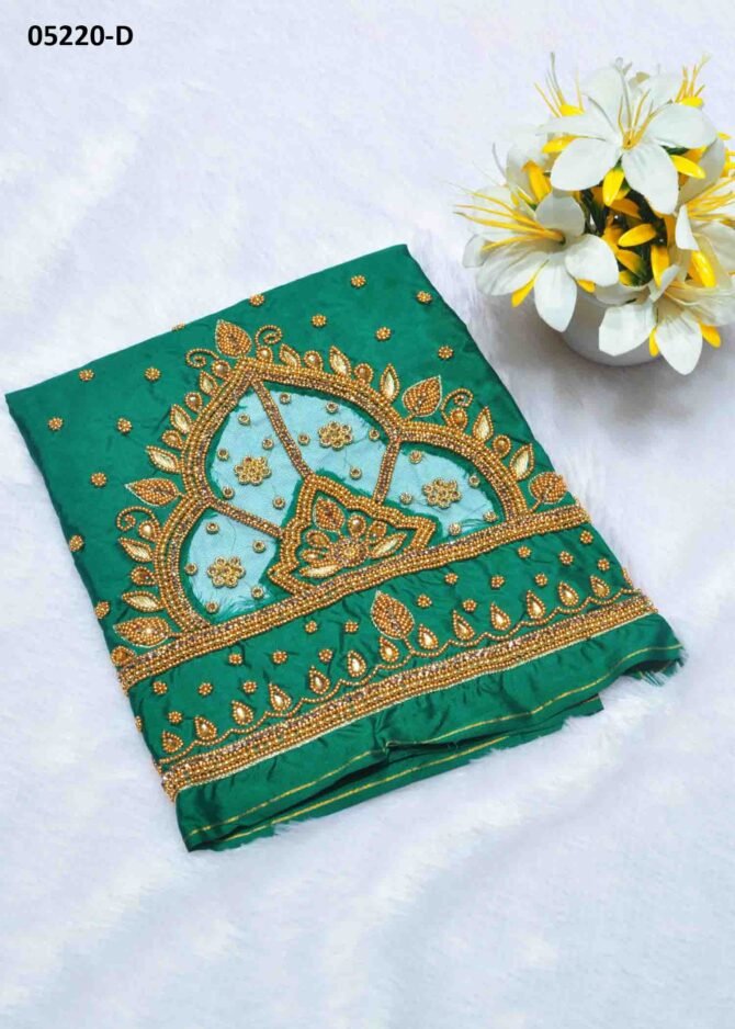 Devadarshini-05220-D  ForestGreen Color Beautiful Aari Work Black Rangoli Blouse Material CM1219751 (LR3E)