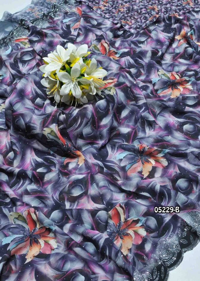 Pushpa - 05229-B  Multi Color Digital Print Stone Work Georgette Saree CM1211451 (RR4C)