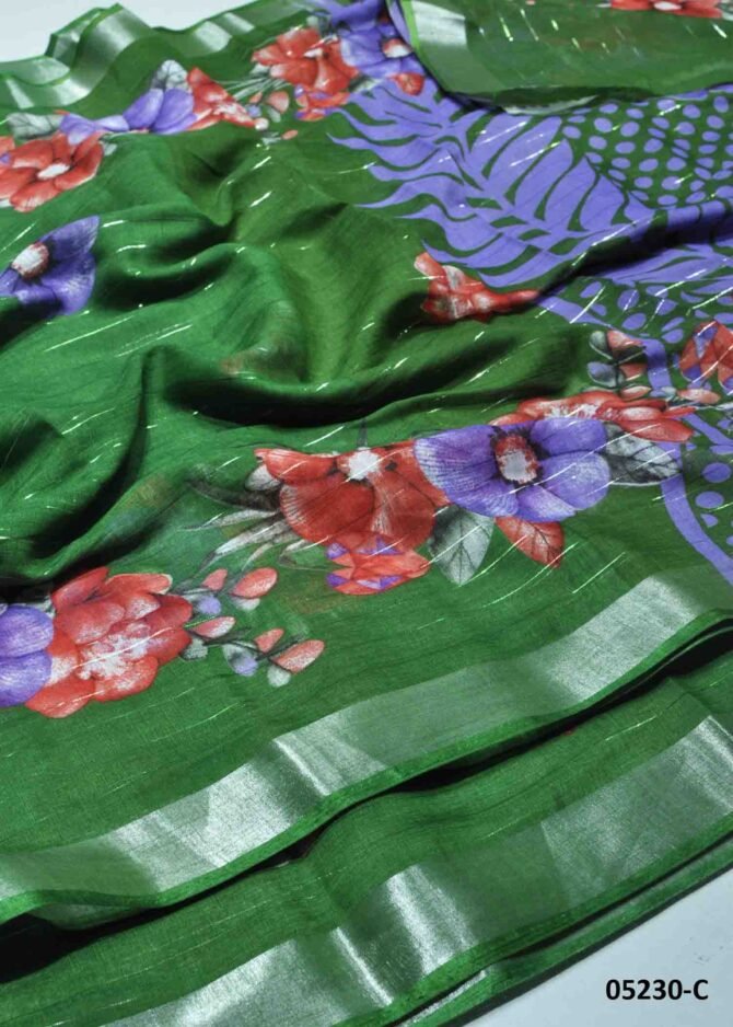 Jyoshitha - 05230-C   Green Color Simply Linen Cotton Saree CM1220268 (LR6C)