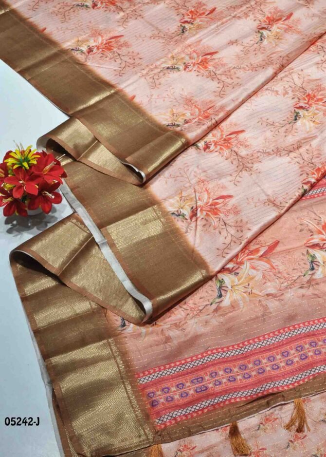 Poovizhi - 05242-J    Melon Peach Color Elegant Digital Dola Silk Saree CM1207821 [RR7C]