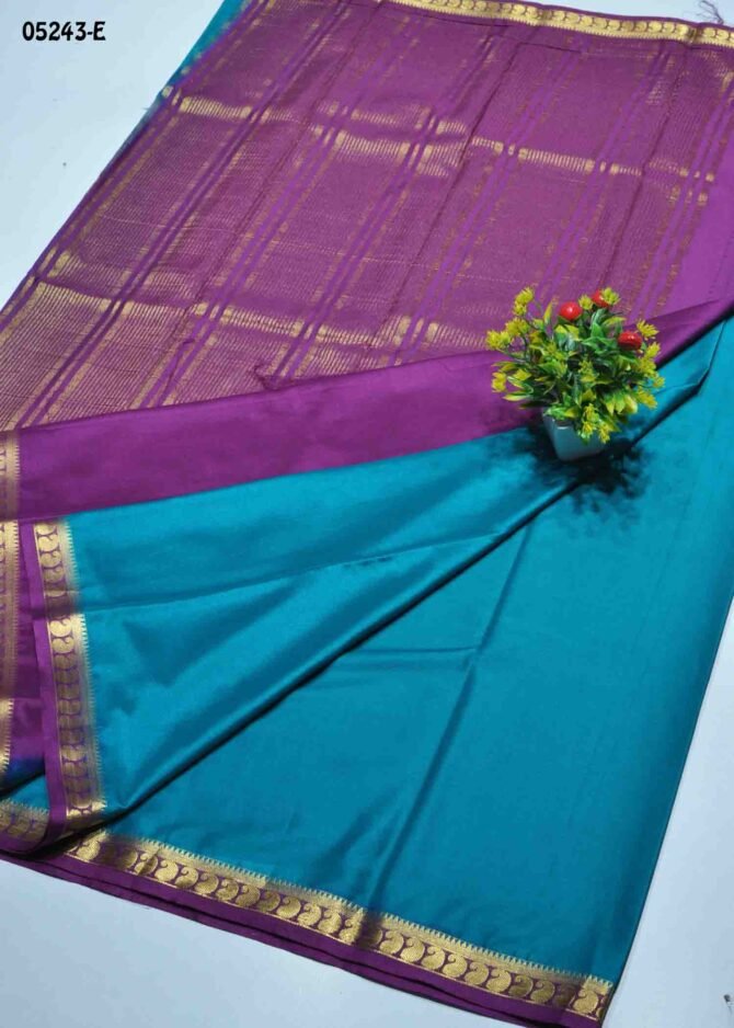 Haneethitha - 05243-E   Turquoise Sky Blue Color Excellent Traditional Look Mysore Crepe Silk Saree CM1211589 (RR7C)