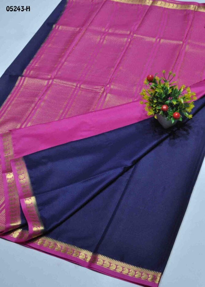 Haneethitha - 05243-H   Navy Blue Color Excellent Traditional Look Mysore Crepe Silk Saree CM1211589 (RR7C)