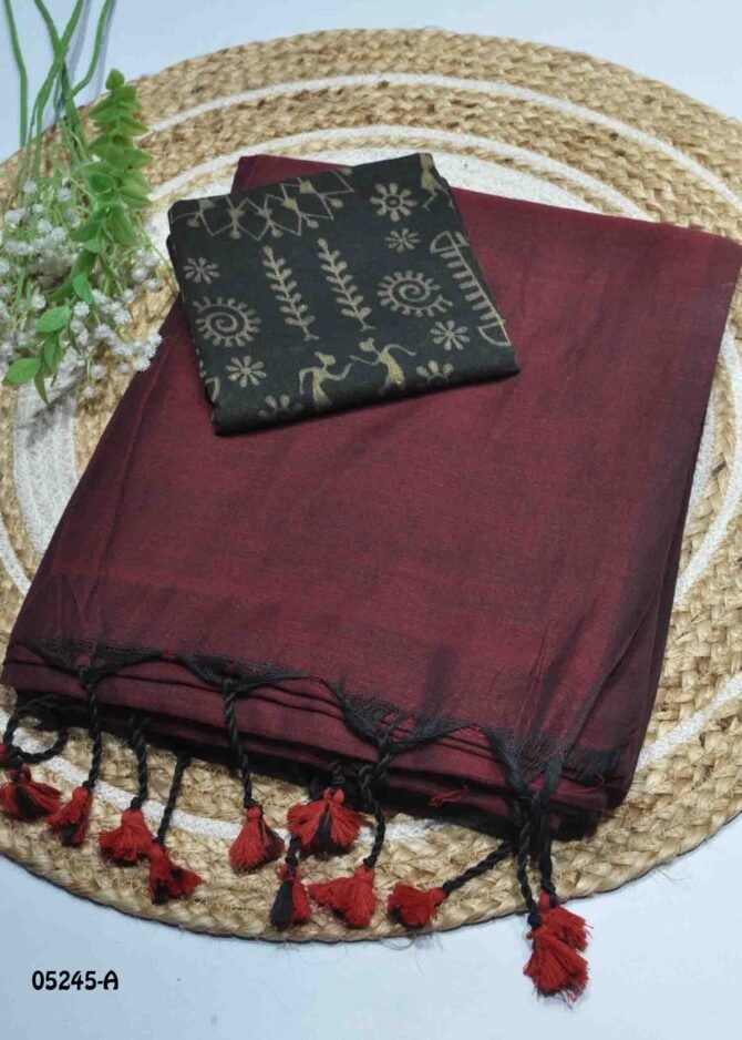 Narmatha - 05245-A  Maroon Color Summer Special Handloom Khadi Cotton Saree CM1211891 (RR8D)