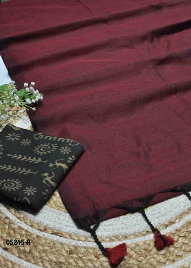 Narmatha - 05245-A  Maroon Color Summer Special Handloom Khadi Cotton Saree CM1211891 (RR8D)